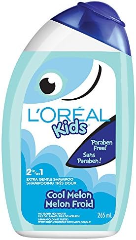 L’Oreal Paris Kids Shampoo and Conditioner, Cool Melon, 2 in 1, Paraben Free, Extra Gentle, Dermatologist Tested, Tear-Free, 265 ml