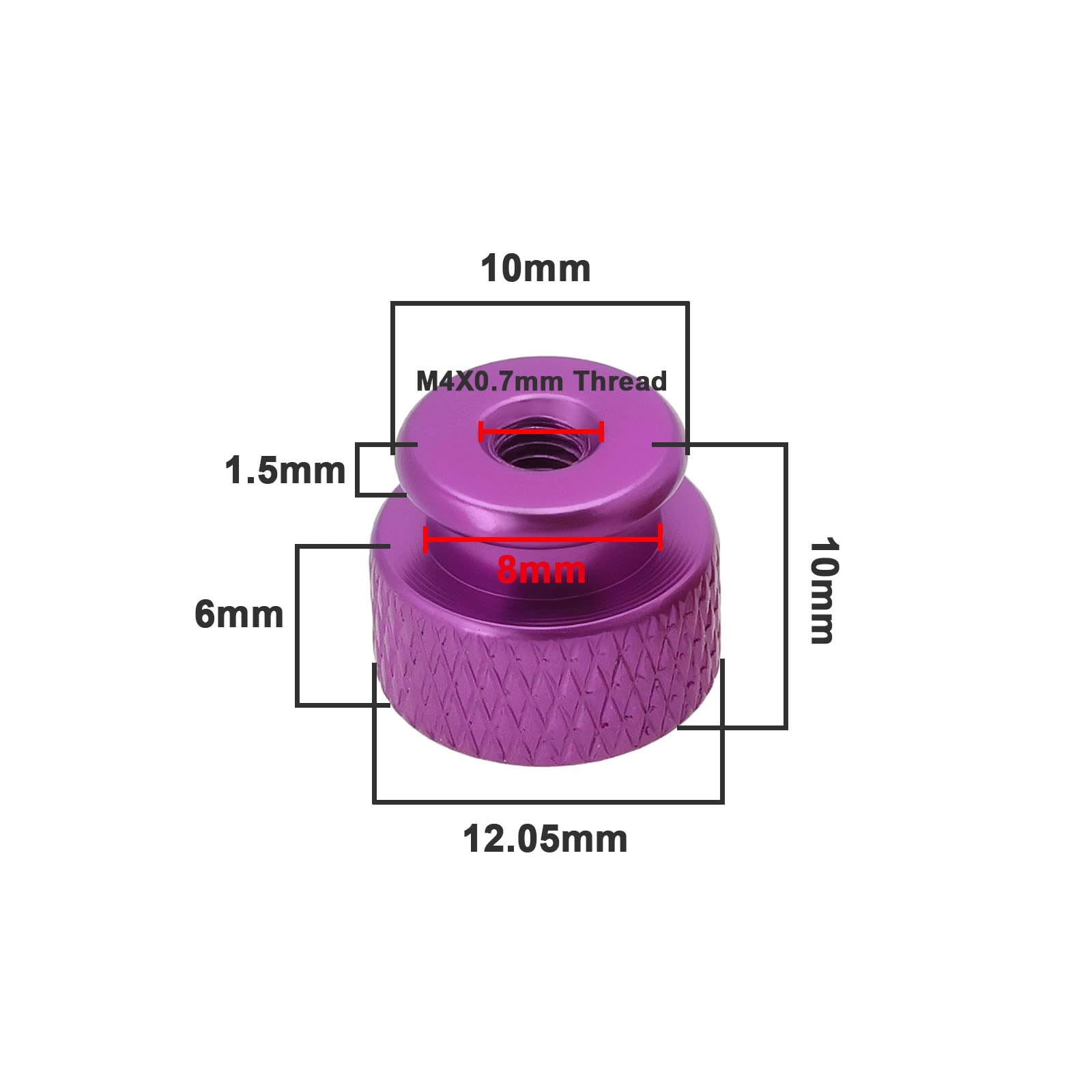The Lord Of The Tools Pack Of 10 Knurled Nuts M5 X 0.8 Mm - View #10