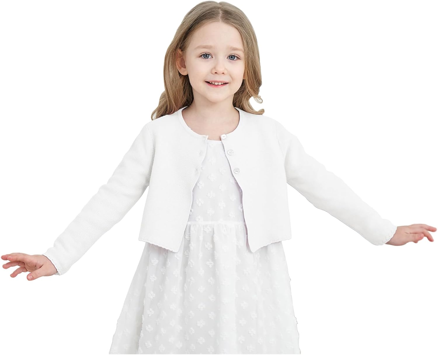 Girls’ Long Sleeve Knitted Bolero Cardigan Kids Button Closure Shrug Sweaters Cropped Jacket Cover Up Tops Girls’ Long Sleeve Knitted Bolero Cardigan Kids Button Closure Shrug Sweaters Cropped Jacket Cover Up Tops