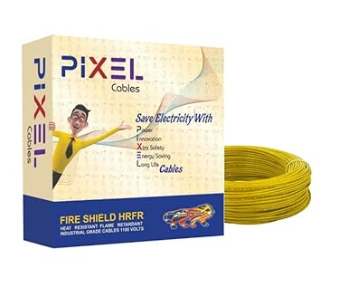 Pixel Cables 1.50 Sqmm Copper Hrfr Pvc Insulated Electric Cable (Yellow-90 Meter)