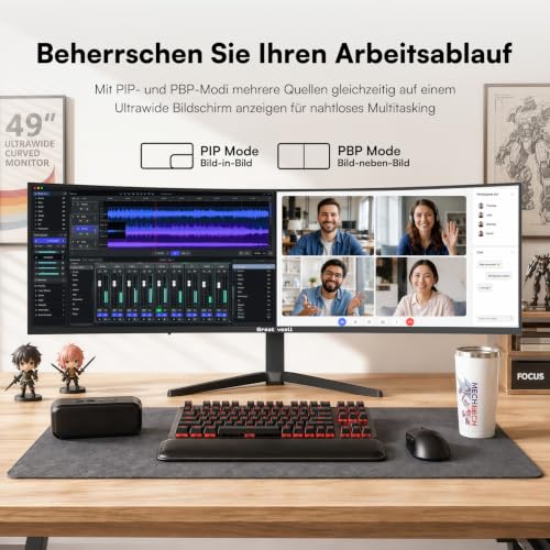 Great voell 49 Zoll Gaming Monitor Curved, DQHD 5120 x 1440, 165Hz – Ansicht 5