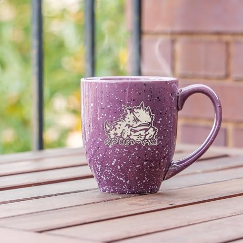 Image of Rico Industries NCAA TCU Horned Frogs Purple Personalized 16 oz Team Color Laser Engraved Speckled Ceramic Coffee Mug
