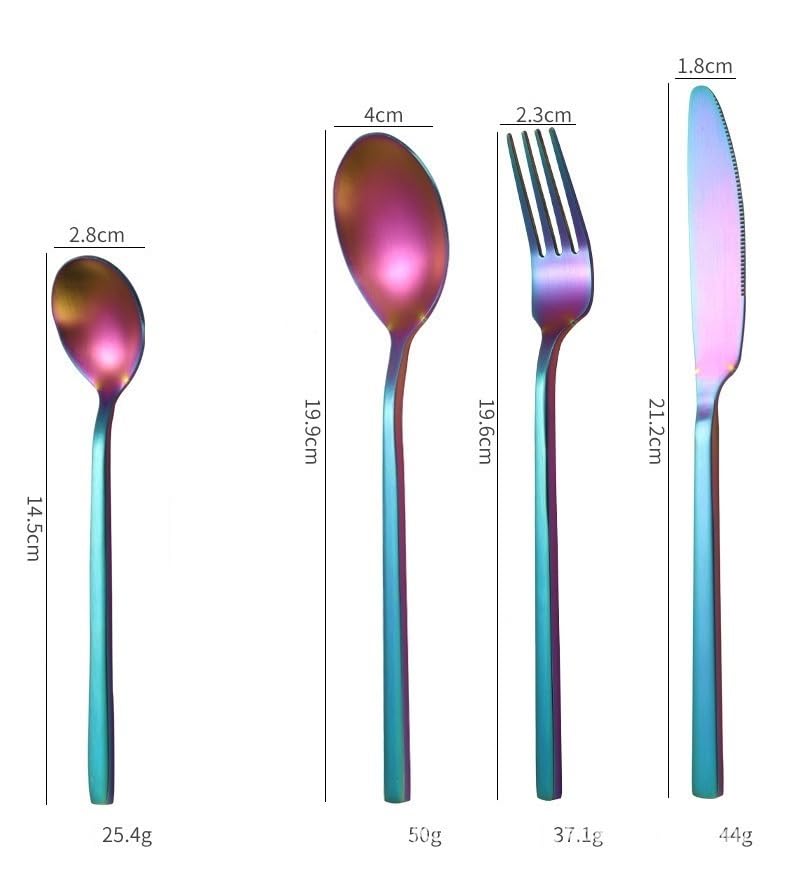 Ensemble de Couverts en Acier Inoxydable Mat – 4/16/24/32/40/48 pièces (Couteau, Fourchette et cuillère) avec Manches carrés, idéal pour Les Steaks, Finition Or Rose – 10 pièces