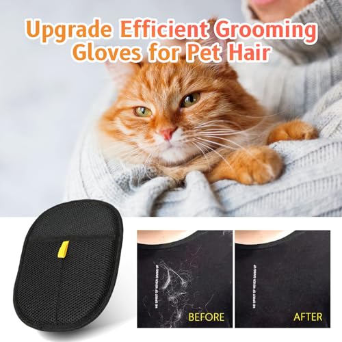 Image of Cat Grooming Gloves, Pet Hair Removal Glove for Cats & Dogs, 2025 New Upgrade Efficient Grooming Gloves for Pet Hair, Reusable Pet Hair Glove