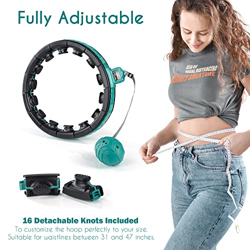 Teal Elite Smart Weighted Hula Hoop For Adults Weight Loss– Fully Adjustable With Detachable Knots thumb #1