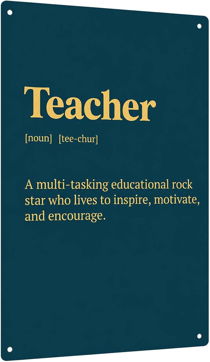 Teacher Definition 8 X 12 Inch Aluminum Metal Sign, Funny Quote Decorative Classroom Wall Art Gift for Teachers, Decor Home Office