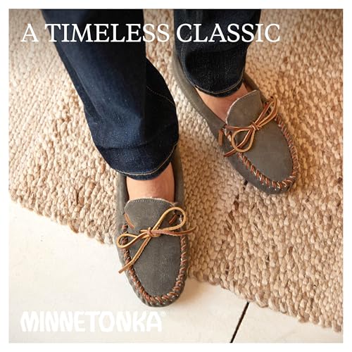 Minnetonka Men's Pile Lined Soft Leather Sole Slipper4