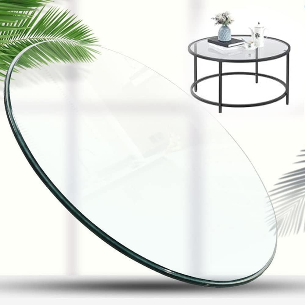 TOCTUS Round Glass Top Clear 58/68/78/88cm Coffee Table Top Circular Plate Tempered Glass, Sturdy Countertop for Dining Room(43cm/17inch)