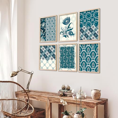 Image of kotart Traditional Indian Art Wall Painting for Living Room Bedroom Office Room Decor - Madhubani Painting with Frame Set of 6 (13x17 inch) Set of 6