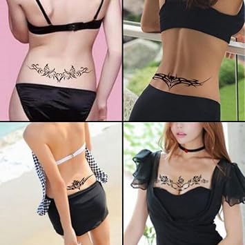 28 Sheets Sexy Temporary Tattoos for Women - Abdomen Waist Waterproof Stickers for Bachelorette Party, Girls and Body Art