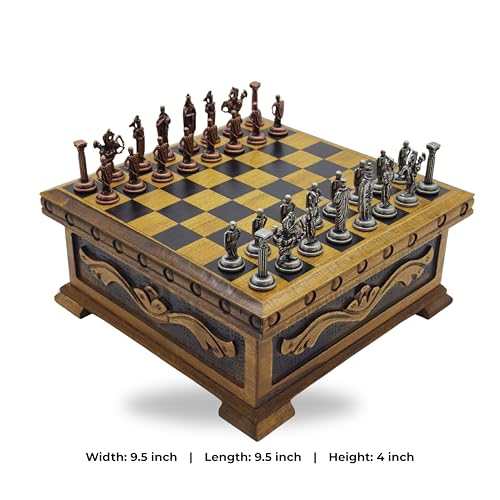 Set de Ajedrez de Madera con Caja y Piezas Metálicas miniatura 2