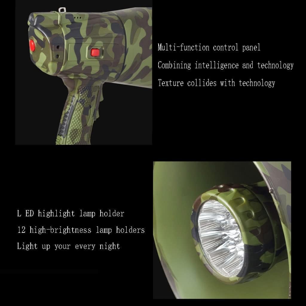 Megaphone 30W LED Lighting Megaphone Bullhorn with Built-in Siren,Portable Megaphone Speaker with Volume Control for Any Outdoor Sports, Cheerleading Fans&Coaches