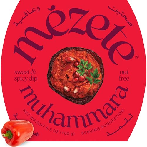 Mezete Nut-Free Dip | No Added Oils | Free from Preservatives & Additives | Muhammara Gourmet Dip | Thick and Creamy Healthy Snacks | Great for Chips, Pita Bread & More | Non-GMO | 180g