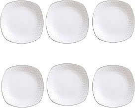 POCHY Prato de sobremesa 2 peças pratos de jantar de cerâmica 8 polegadas conjunto de louças com borda dourada para salada macarrão prato de sobremesa e aperitivo festa pr prato de servir de casamento (cor: cinza dourado branco, tamanho: L