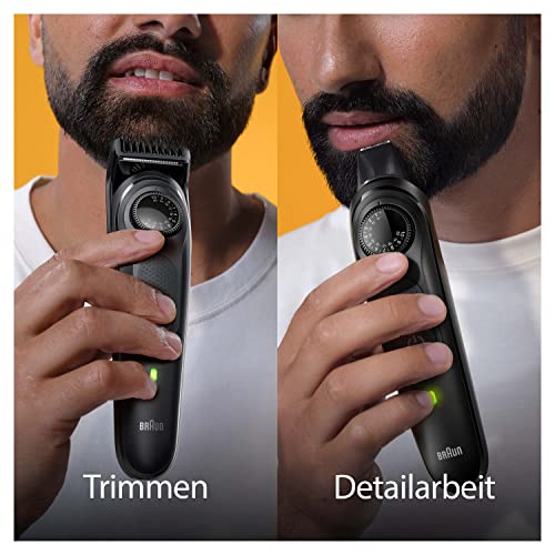 Braun Barttrimmer Series 5, Elektrischer Bartschneider Herren mit 5 Zubehörteile, Ultrascharfe...