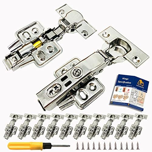 JONRIOX Stainless Steel Soft Close Cabinet Hinges, 110 Degree Full Overlay for Kitchen Frameless Cabinet, European Concealed Door Hinges, Anti Rust, 3 Way Adjustable, Easy Installation, 10 Pack