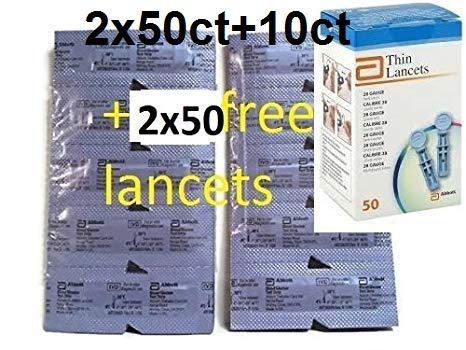 Precision Xtra Blood Glucose 100ct Test Strip +10ct free+ 100 FREE LANCETS