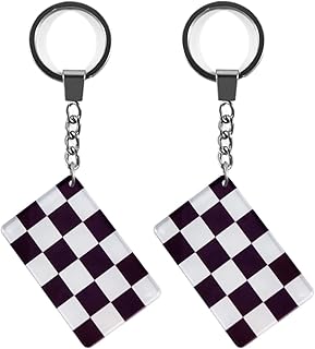 QQSD Checkered Black and White Racing Flag Keychain Key Ring (2 Pack)