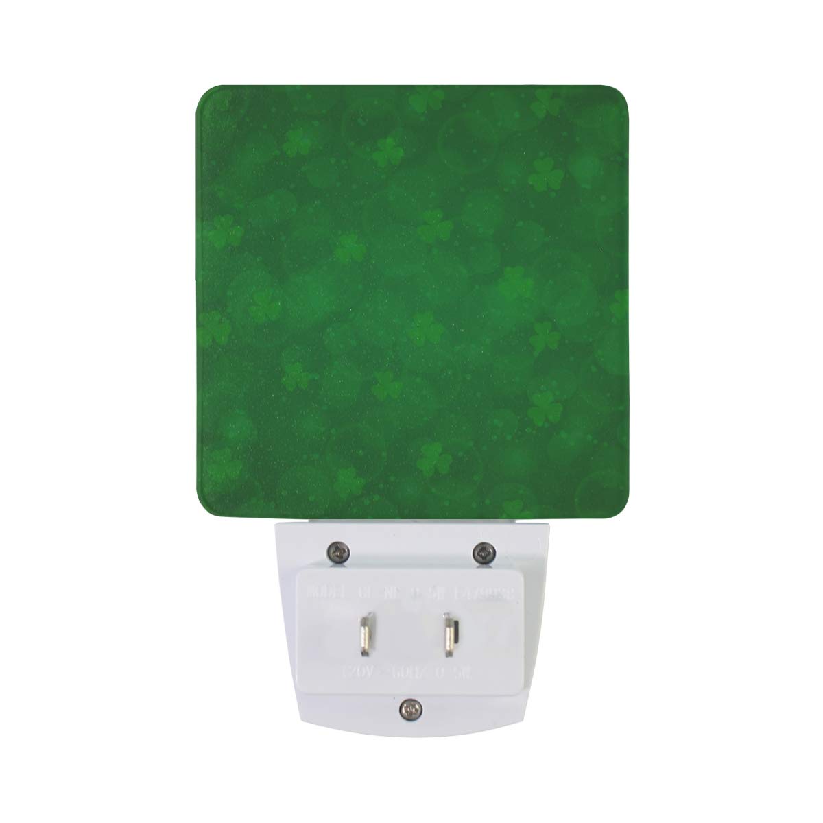 Naanle Set of 2 Green St Patricks Day Pattern Decorated Four Leaf Clover Irish Shamrock Neon Dot Bubble Auto Sensor LED Dusk to Dawn Night Light Plug in Indoor for Adults