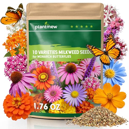Milkweed Seeds for Monarch Butterflies Wildflower Seeds Mix 18000+ Seeds (1.76 oz) Perennial Pollinator Garden Flowers Attract Bees Butterflies & Hummingbirds Easy to Grow (1.76 oz)