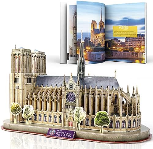 CubicFun 3D Puzzles National Geographic Architecture Building Model Kit for Adults Kids, 3D France Notre Dame De Paris Jigsaw City Puzzle 128 Pieces