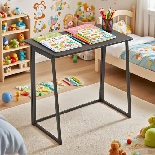 FurnitureR   Mesa Plegable Multiusos para Ocio Creativo, Superficie de Madera y Marco metálico, Ideal para Dibujo, Artista, Ocio Creativo, fácil de Mover, Negro, 80 x 40 x 74 cm