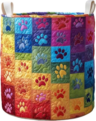 Image of Quilted Laundry Basket With Handles,boho storage basket,quilted basket | aesthetic decorative laundry basket ,washable storage basket,for storing clothes, blankets, and thing