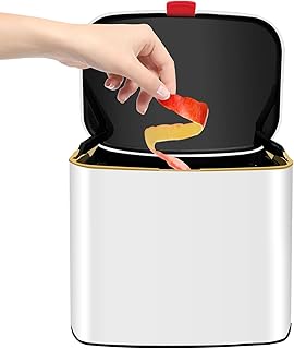 WAYCOM 1.05 Gal Compost Bin Kitchen for Counter Top or Under Sink,Compost Bin Stainless Steel Hanging Compost Bin with Lid for Cupboard/Bathroom/Bedroom/Office,Indoor Compost Bucket