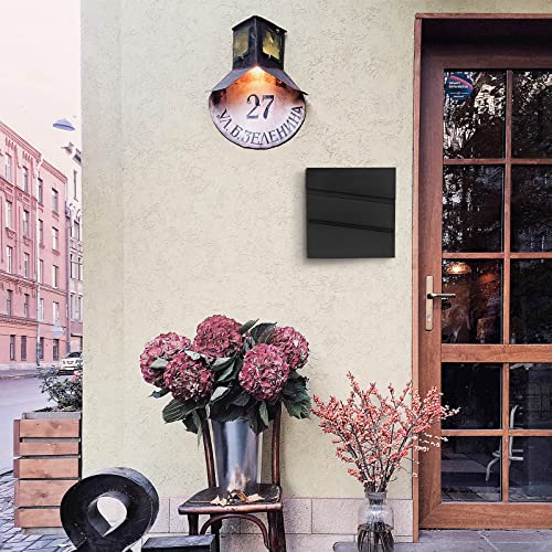 Image of Wall-Mount Mailbox with Lock and Keys, Security Key Drop Box for House Outside, Locking Postbox, Steel Metal Rust-Proof Mail Box, 11.02 x 11.02 x 4.33 Inch, Black, MD002