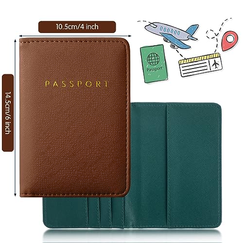 Frienda 2 Pieces Bridal Passport Covers Holder Waterproof Leather Holder Covers Travel Wallet Passport Case for Women and Men2
