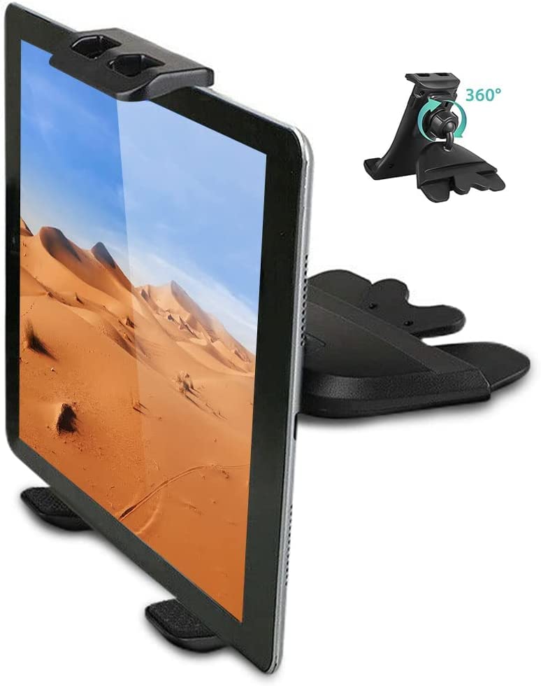 Linkstyle Car Phone Holder for CD Slot, Universal 360° Rotating CD Slot Tablet Mount Car Stand Compatible with 4-10.5in Smartphone Tablets