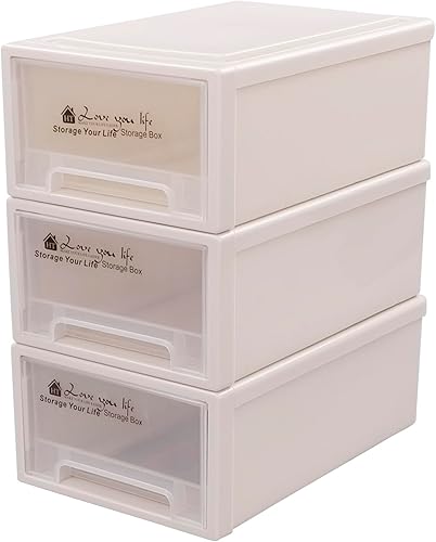 Cajonera apilable de plástico de 6 cuartos de galón, 3 paquetes