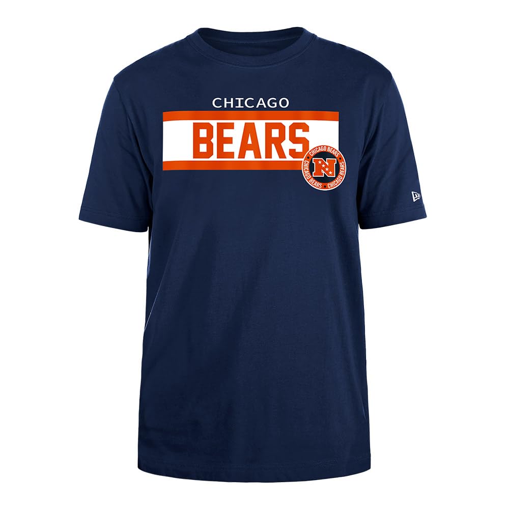 CHICAGO BEARS Unisex NFL Regular T-Shirt High Density Ink Screenprint Front Graphic Original Team Color T-Shirt