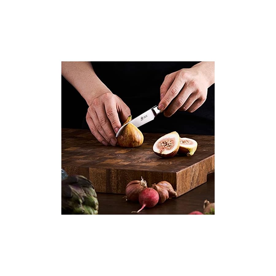 KYOKU-45-Inch-Paring-Knife-Daimyo-Series-Fruit-Knife-with-Ergonomic-Rosewood-Handle-and-Mosaic-Pin-Japanese-440C-Stainless-Steel-Kitchen-Knife-with-Sheath-Case KYOKU 4.5 Inch Paring Knife - Daimyo Series - Fruit Knife with Ergonomic Rosewood Handle, and Mosaic Pin - Japanese 440C Stainless Steel Kitchen Knife with Sheath & Case