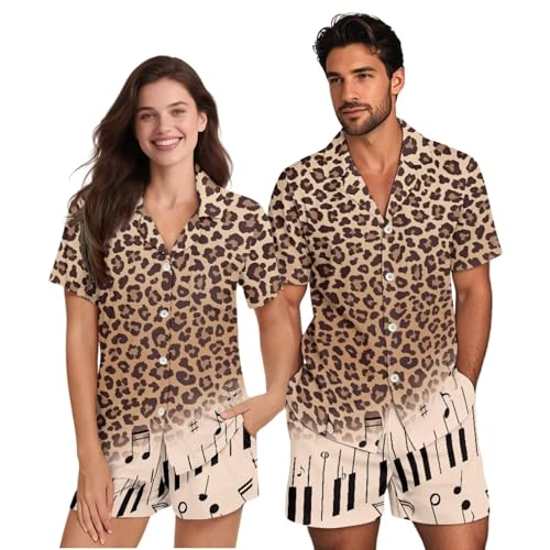 Matching Pajamas Sets 2 Piece Soft Summer Pajamas Set Sleepwear Short Sleeve Button Down Pjs for Women & Men