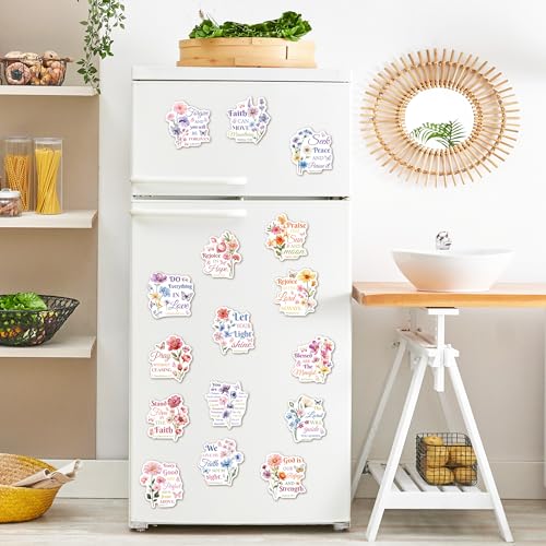 16 imanes bíblicos con diseño floral decorativo miniatura 5