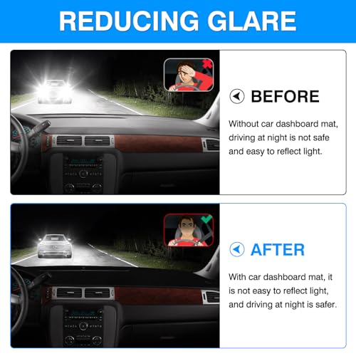 Image of Autorder Dashboard Cover Mat for 2007-2013 Chevy Silverado Sierra,2007-2014 Chevy Tahoe Suburban Denali Avalanche&GMC Yukon /XL Without Dash Speaker&Only One Glove Box Accessories Velvet Dash Cover