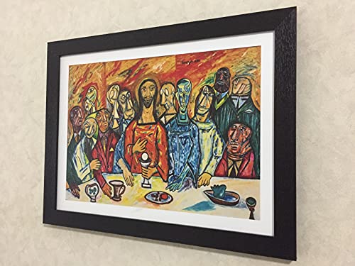 Image of Decoratus� *A Monumental Reinterpretation of Leonardo Da Vinci's Last Supper* (1990)- Painting by F. N. Souza, Wall D�cor Frame. Matt Satin Print with MDF & 2 inchPS Black Frame. Size 16 inchx21 inch
