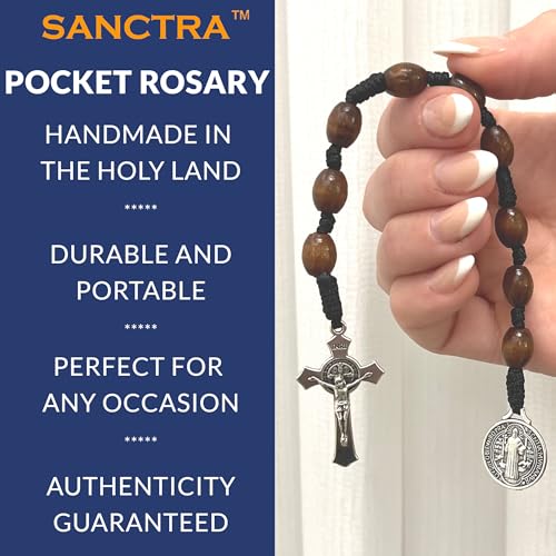 Pocket Rosary, Handmade and Blessed in the Holy Land, Prayer Beads with Saints Medal and Cross/Crucifix, Gift Pouch and Certificate of Authenticity4