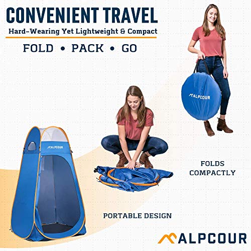 Alpcour Portable Pop Up Tent â Privacy Tent for Portable Toilet, Shower and Changing Room for Camping and Outdoors â Spacious, Extra Tall and Waterproof with Utility Accessories - Sturdy and Easy Fold - Image 2