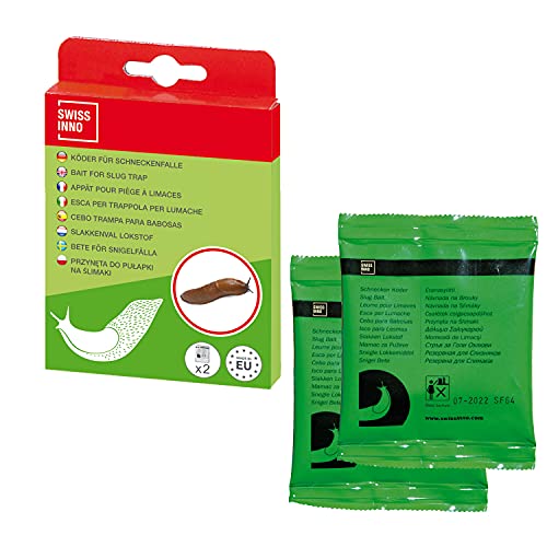 SWISSINNO Schneckenfalle mit Lockstoff – 2 Fallen, inklusive Köder auf Lebensmittelbasis, wiederverwendbar, für Garten und Außenbereich