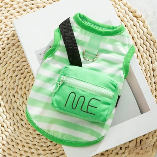 Disfraz para gato y perro Chaleco rayado con bolsa 3D verde XS miniatura 2
