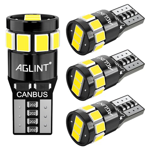 AGLINT T10 LED Bombillas CANBUS 12SMD Super Brillante W5W 501 194 168 2825 para Coche Posición Interiores Domo Mapa Cortesía Matrícula Luces 12V 6500K Blanco 4Pcs
