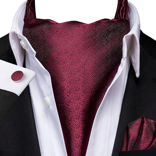 Image of Dubulle Paisley Floral Ascot for Men Self Tie Mens Cravat and Pocket Square Cufflinks Wedding