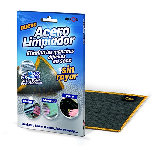 BARLESA Acero Limpiador INOX Elimina Las Manchas difíciles en seco sin rayar, Metal, marmol, vitro, aquarios, Estufas …, Ideal para baños, cocinas, Auto, Moto, Camping Cover