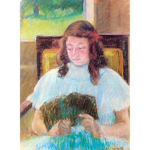 Toile Jeune fille lisant par Cassatt pour sublimer un grand salon lumineux
