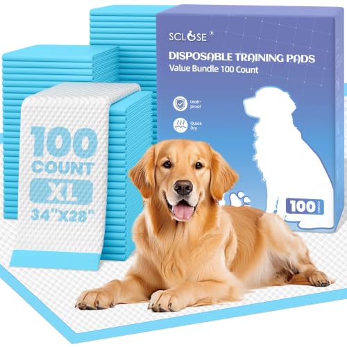 Image of SCLOSE XL Dog Pee Pads 100 Count, 34 inchx28 inch Disposable Puppy Training Pads