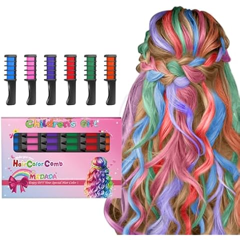 New Hair Chalk Comb Temporary Hair Color Dye for Girls Kids, Washable Hair Chalk for Girls Age 4 5 6 7 8 9 10-12 Birthday Christmas New Year Cosplay Hair DIY Party Cover