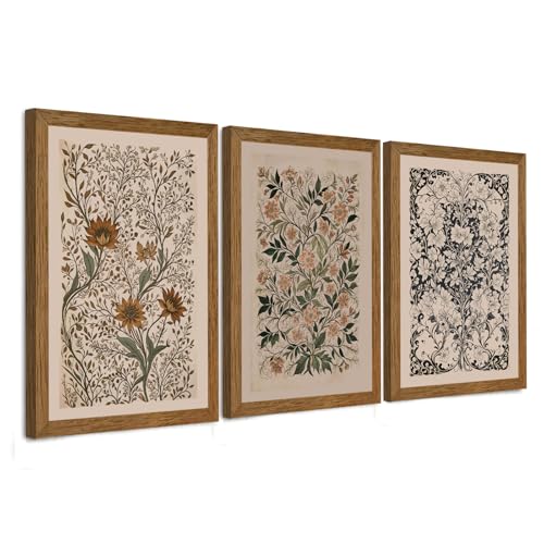 KUROQAWA Large Abstract Vintage Flowers Canvas Wall Art, William Morris