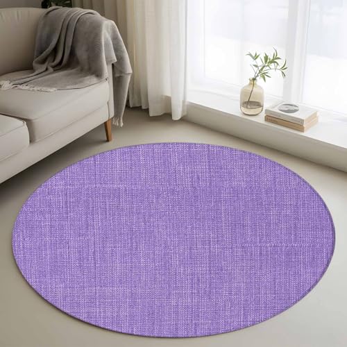 Tapete redondo pequeño 3 pies lavanda antideslizante lavable miniatura 1